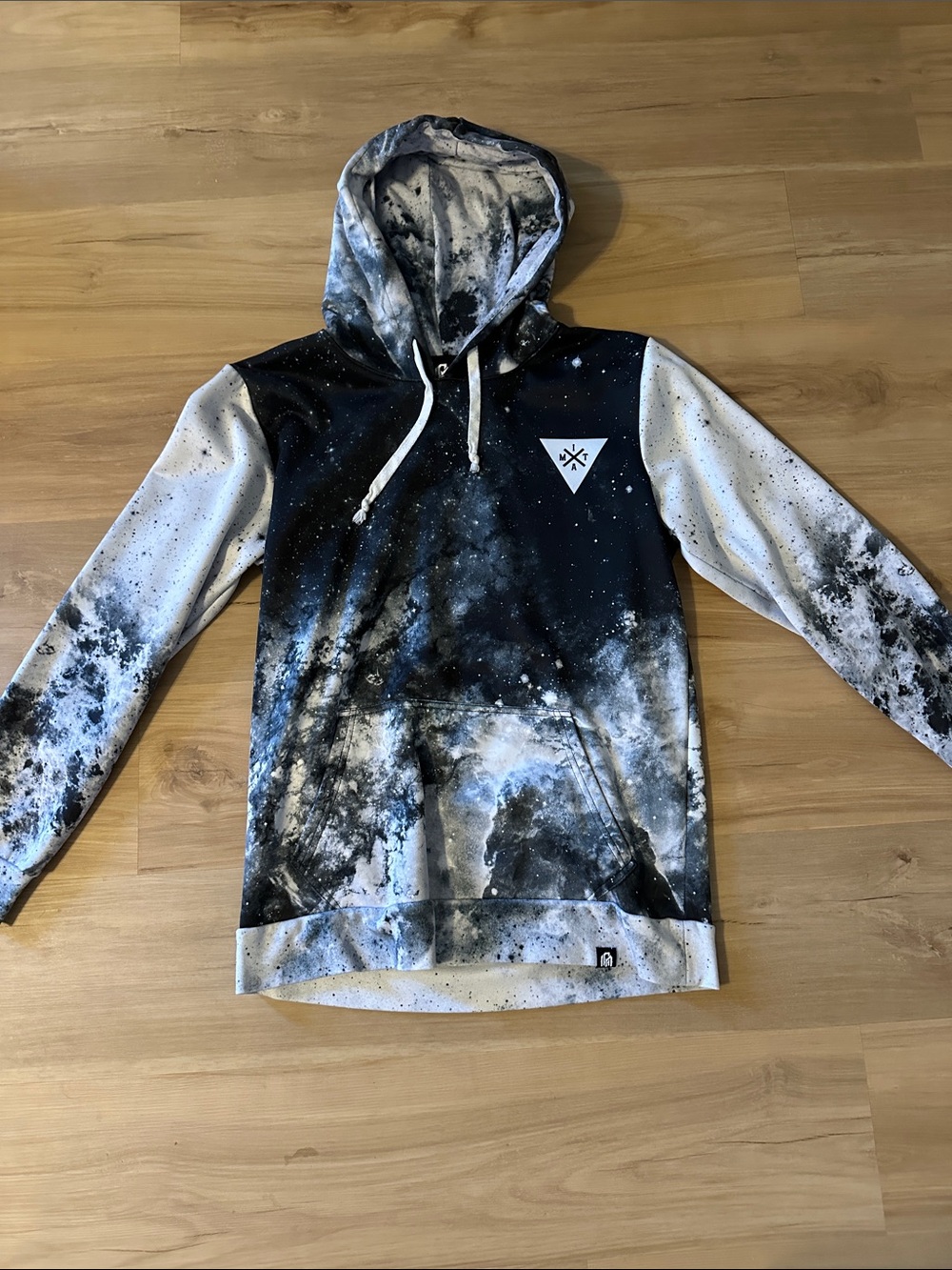 Men's Galaxy-Print Hoodie in Black and White